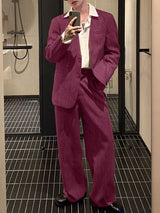 Men's Solid Casual Blazer Two Pieces Outfit SKUL34974