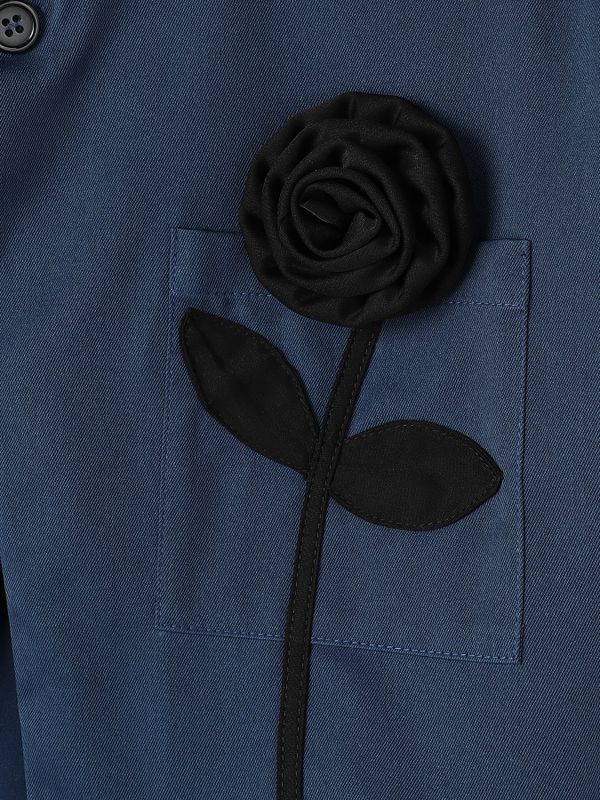 Men's Neo-Chinese Chic Evening Gala 3D Rose Flower Slit Cape Sleeve Mandarin Collar Blazer SKUL85235
