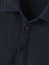 Mens Knitted Striped Long Sleeve Collared Shirt SKUK74068