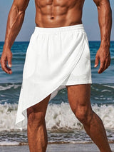 Men's Avant-Garde Deconstructed Asymmetric Drape Overlay Resort Beach Short SKUL71312