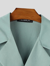 Men's Solid Color Textured Casual Short Sleeve Shirt SKUL63845