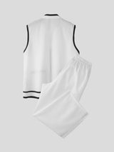 Mens Bold Stripe Color-Block Two Pieces Outfit SKUL15588