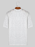 Mens Lace See Through Short Sleeve T-Shirt SKUK52803