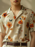 Mens Floral Print Short Sleeve Golf Shirt SKUK61618
