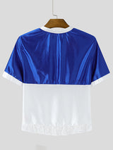 Mens Sheer Lace Patchwork Short Sleeve T-Shirt SKUK91175