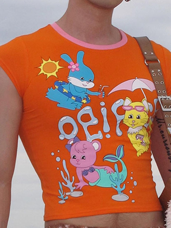 Men's Cartoon Print Cropped Slim Fit Tank SKUL20227