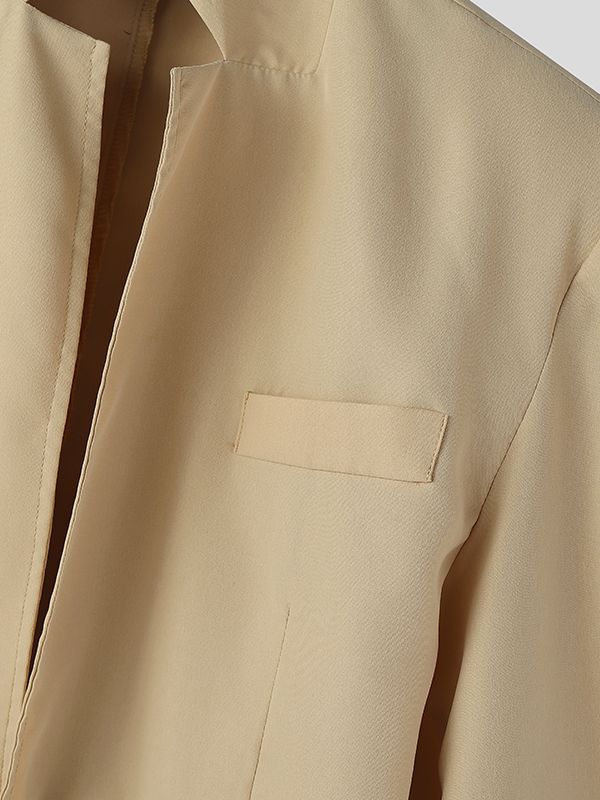 Men's Solid Color Stand Collar Two Pieces Outfit SKUL50816