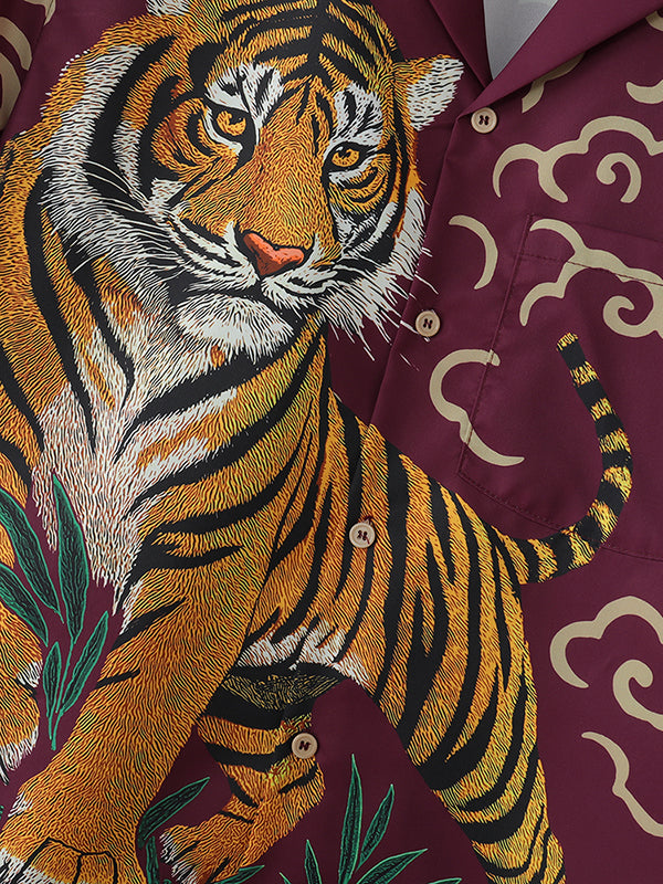 Mens Tiger Print Short Sleeve Shirt SKUL12868