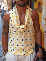 Mens Casual Polka Dot Cowl Neck Tank SKUK71346