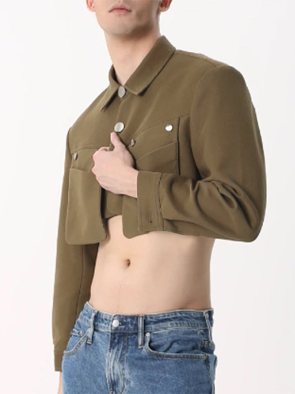 Mens Cropped Casual Long-Sleeve Jacket SKUK74675