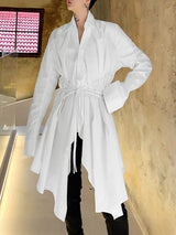 Men's Deconstructed Loose Drawstring Long Sleeve Shirt SKUL37534