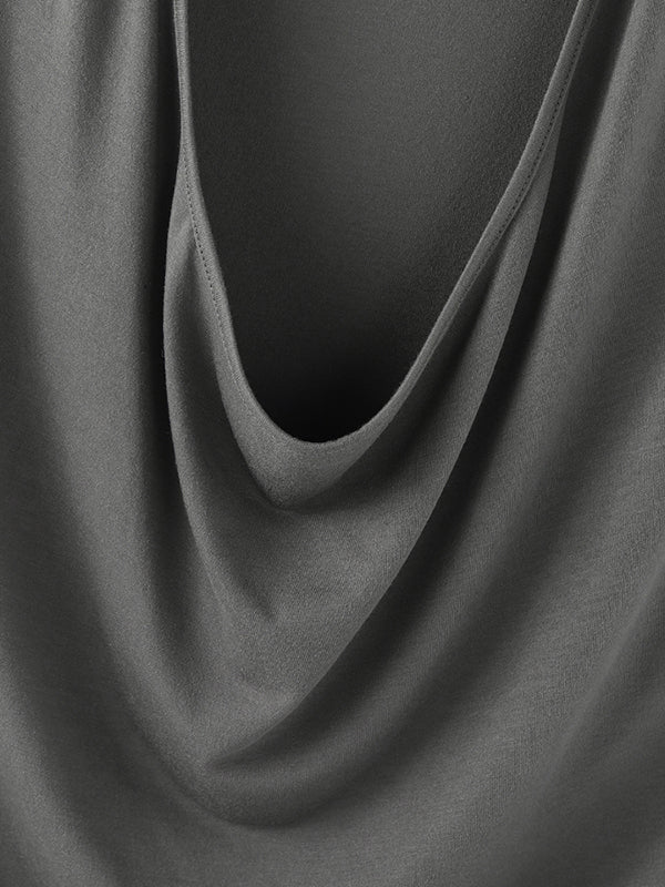 Mens Solid Color Draped Neck Casual Tank SKUL13653