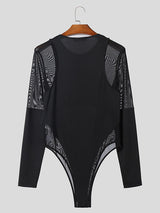 Mens Mesh Patchwork See Through Deconstruction Bodysuit SKUK34590