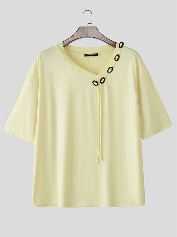 Men's Minimalist Drawstring Short Sleeve T-Shirt SKUL18017