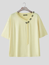 Men's Minimalist Drawstring Short Sleeve T-Shirt SKUL18017