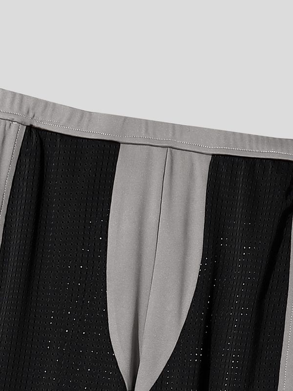 Men's Sexy Athletic Sport Home Lounge Colorblock See-Through V-Seam Pant SKUL86021