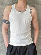 Mens Irregular Solid U-Neck Sleeveless Casual Vest SKUK57372