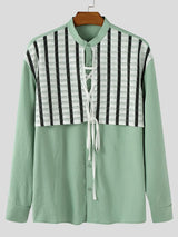 Men's Color Block Stand Collar Long Sleeve Shirt SKUL39392