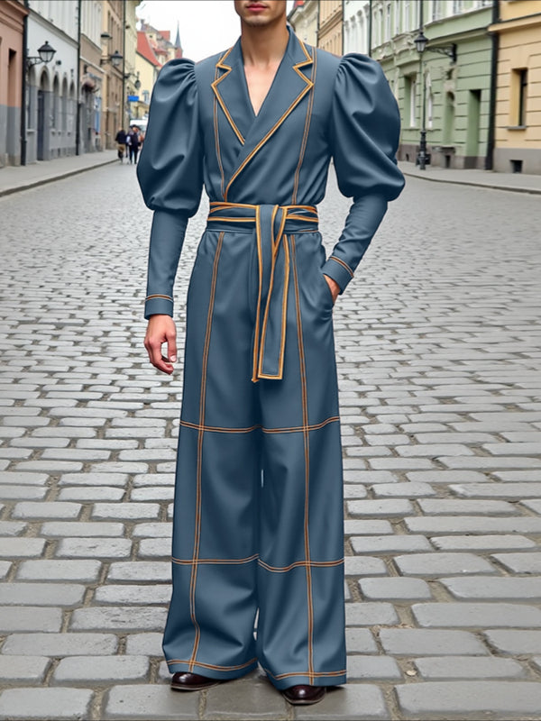 Men's Colorblock Tie Casual Jumpsuit SKUL37262