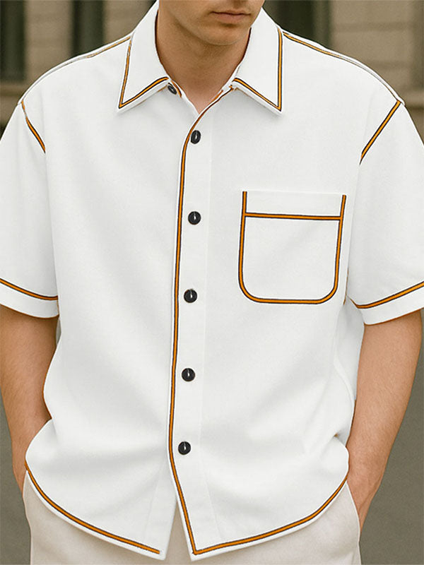 Men's Colorblock Striped Short Sleeve Shirt SKUL18006