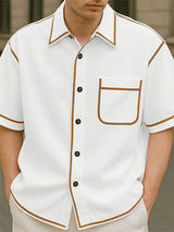 Men's Colorblock Striped Short Sleeve Shirt SKUL18006