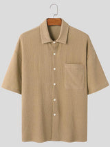 Mens Simple Textured Short Sleeve Two Pieces Outfit SKUL03662