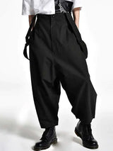 Mens High Waist Metal Button Wide Legs Overalls  SKUK51634