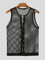 Mens Sheer Mesh Drawstring Tie Tank SKUL16678