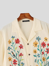 Mens Floral Embroidered Short Sleeve Shirt SKUL15476
