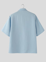 Men's Heart Print Colorblock Short Sleeve Shirt SKUL22250