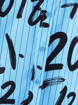 Men's Number Print Striped Long Sleeve Shirt SKUL38530