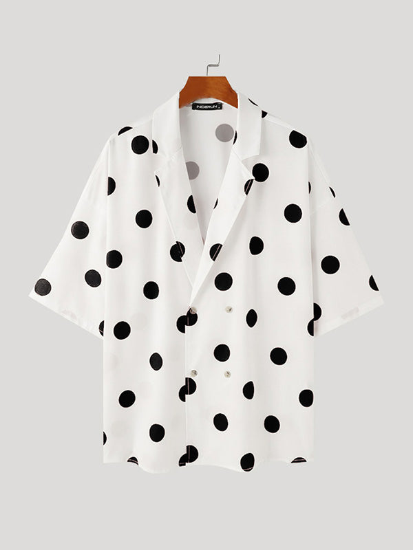 Mens Polka Dot Print Short Sleeve Shirt SKUK70278