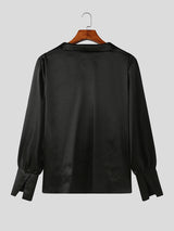 Mens Satin Cowl Neck Solid Shirt SKUK21523