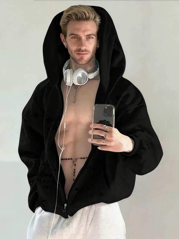 Men's Bunny Ear Long Sleeve Hoodie SKUL29641