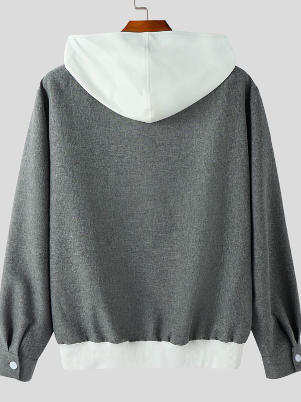 Men's Contrast Color Long Sleeve Hoodie SKUL41566