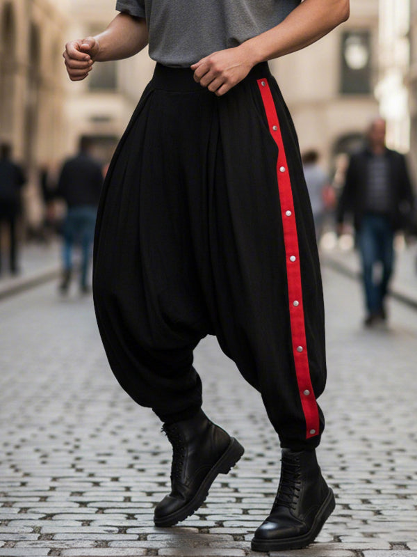 Men's Casual Contrast Edge Stud Button Pant SKUL48669