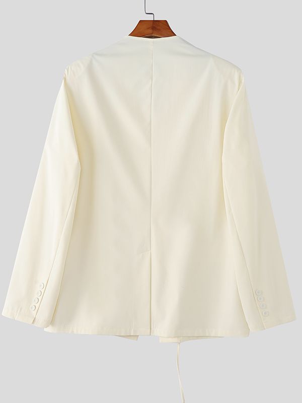 Men's Floral Embellished Shoulder Pad V Neck Long Sleeve Blazer SKUL43807