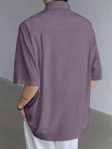 Mens Solid Color Drape Short Sleeve Shirt SKUK65708
