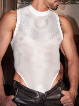 Men's Solid Color Sheer Bodysuit SKUL42441