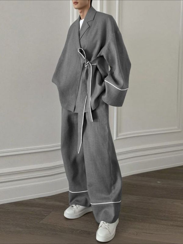 Men's Tie Patchwork Casual Two Pieces Outfit SKUL34019