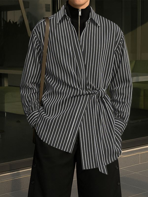 Men's Striped Twist Long Sleeve Shirt SKUL32866