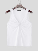 Mens Solid Color Twist Casual Tank SKUL19012