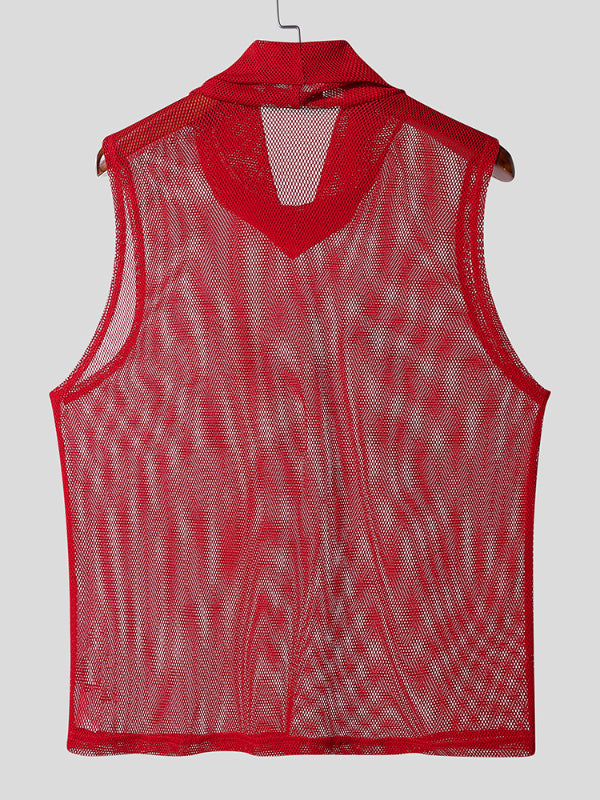 Men's Number Print Sheer Mesh Tank SKUL15413