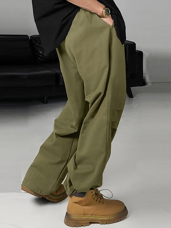 Mens Solid Casual Drawstring Cuff Cargo Pants SKUK39556