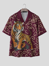 Mens Tiger Print Short Sleeve Shirt SKUL12868
