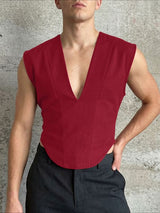 Men's V-Neck Tailored Structural Corset Tank SKUL63908