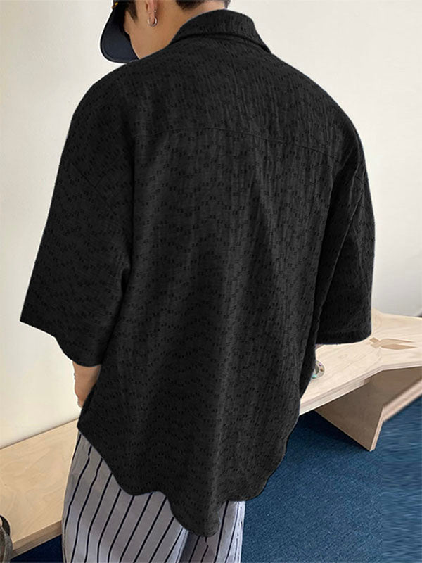 Mens Solid Color Casual Short Sleeve Shirt SKUL07527