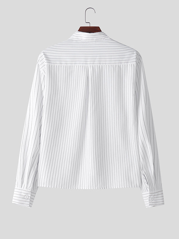 Mens Minimalist Striped Long-Sleeve Shirt SKUK96640