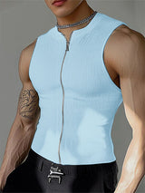 Mens Textured Zip-Up Sleeveless Tank SKUL01087