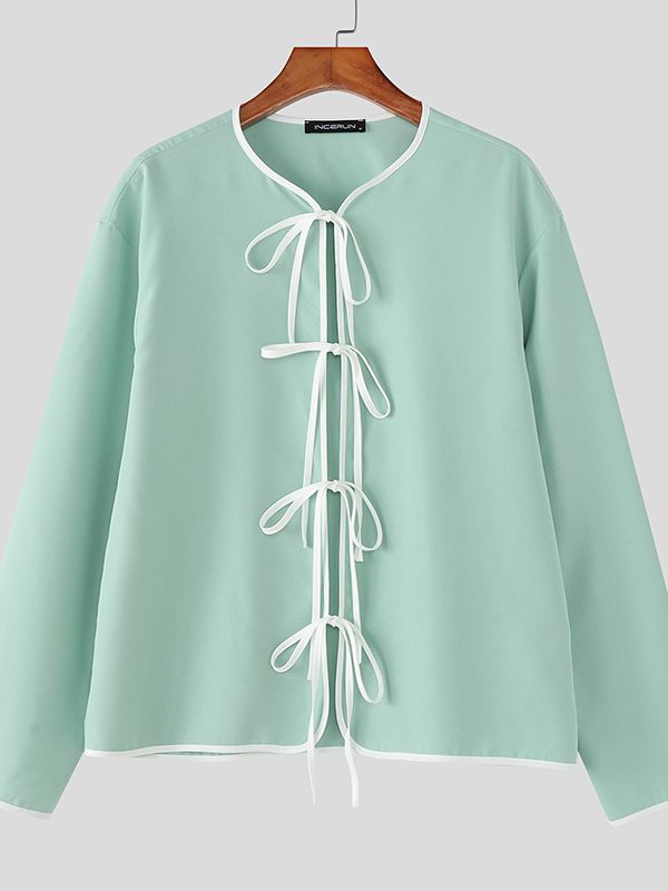 Men's Contrast Tie Long Sleeve Cardigan SKUL50118